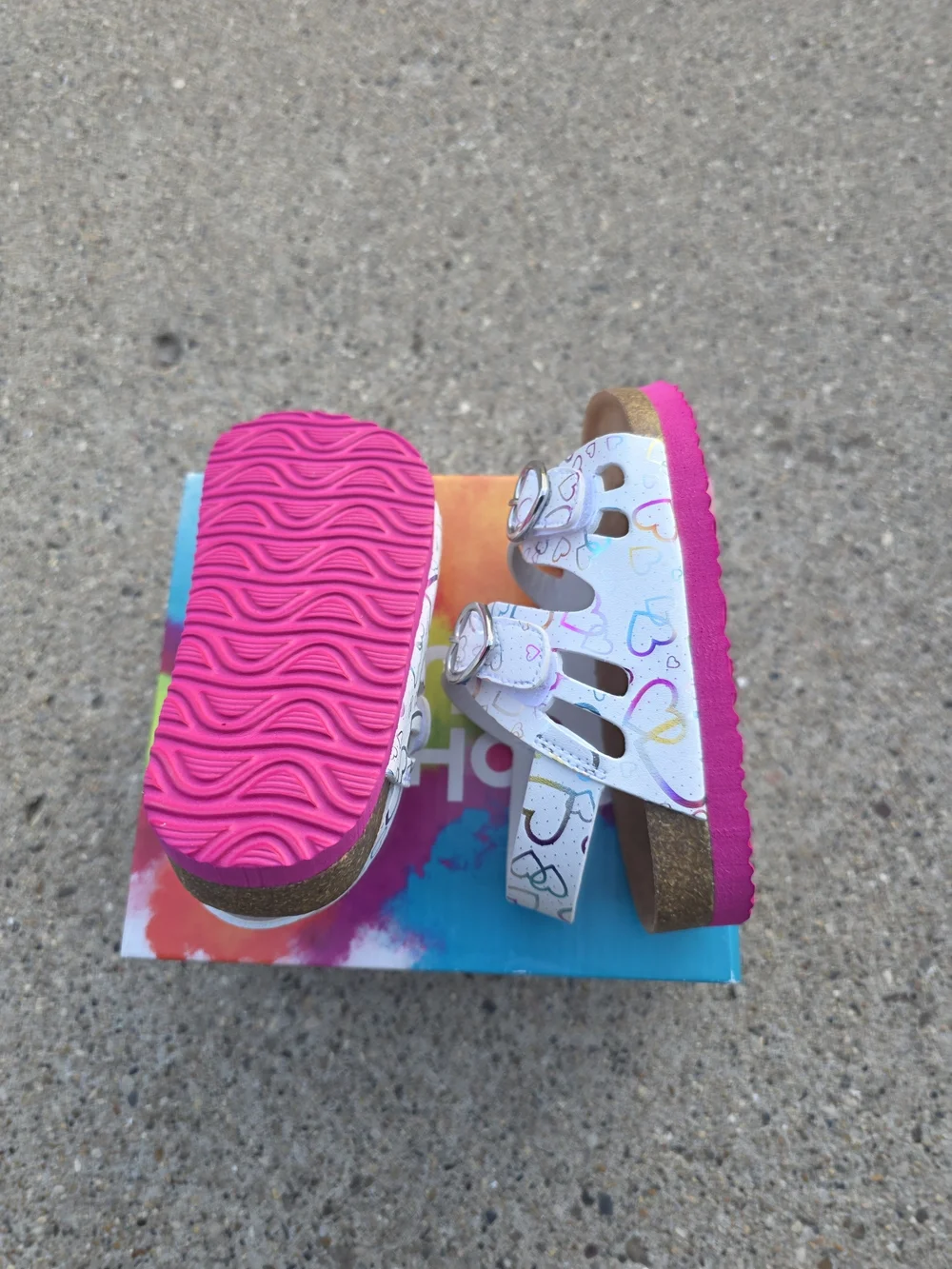 Rachel White Heart-Print Adjustable Sandals Toddler Girls 8